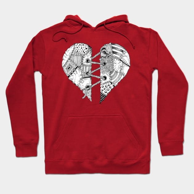 Patchwork Heart - Tattoo Design Hoodie by Squidoodle